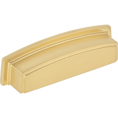 Jeffrey Alexander 96 mm Center Brushed Gold Square-to-Center Square Renzo Cabinet Cup Pull 141-96BG